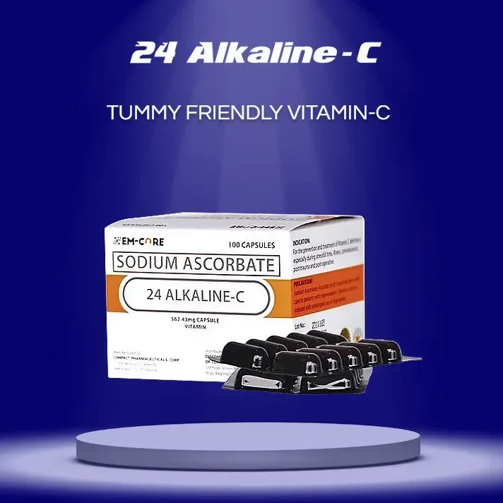 24 ALKALINE-C Vitamins (Sodium Ascorbate) | 100 Capsules