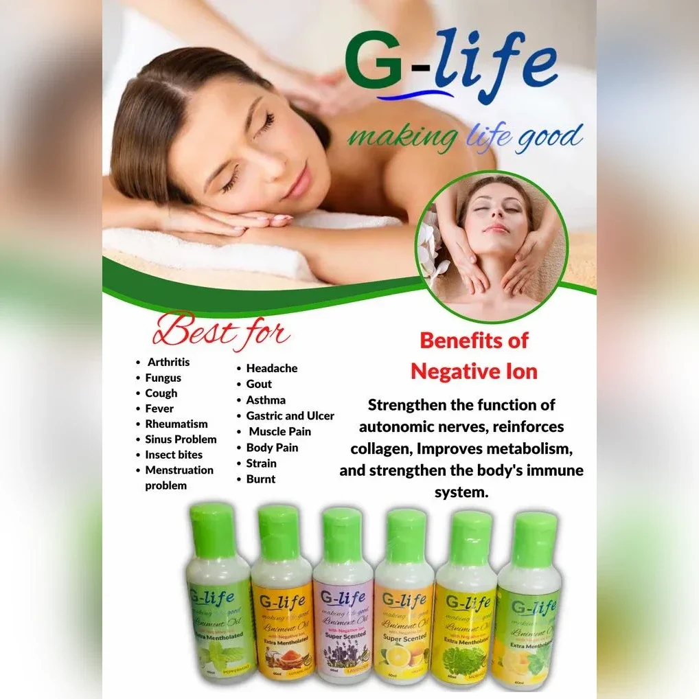 G-Life Liniment Oil - Natural Essential Oil Blend for All-Around Relief (with Negative Ion Technology)